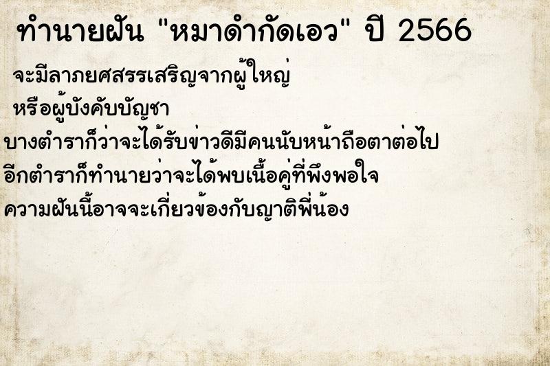 ทำนายฝันหมาดำกัดเอว ทำนายฝันทำนายฝันหมาดำกัดเอว