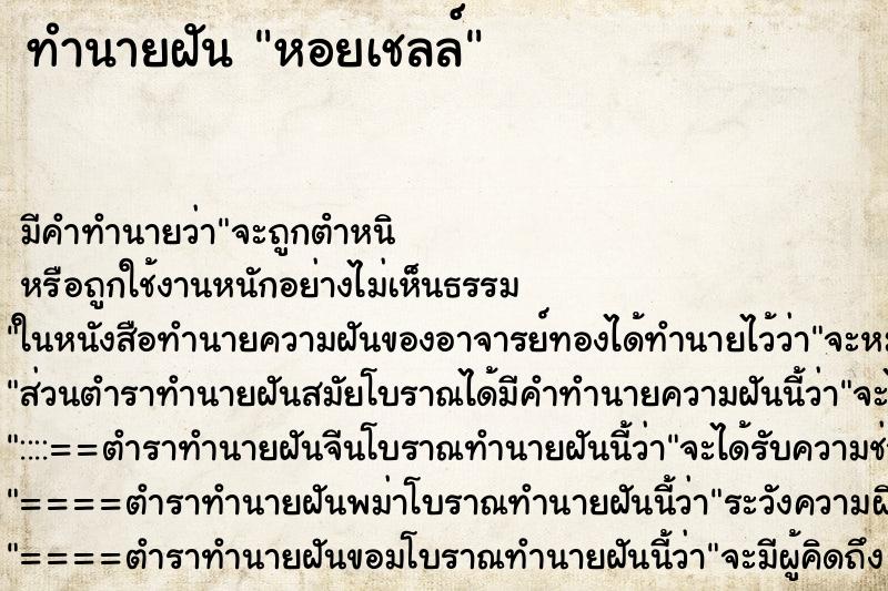 ทำนายฝัน หอยเชลล์ ตำราโบราณ แม่นที่สุดในโลก