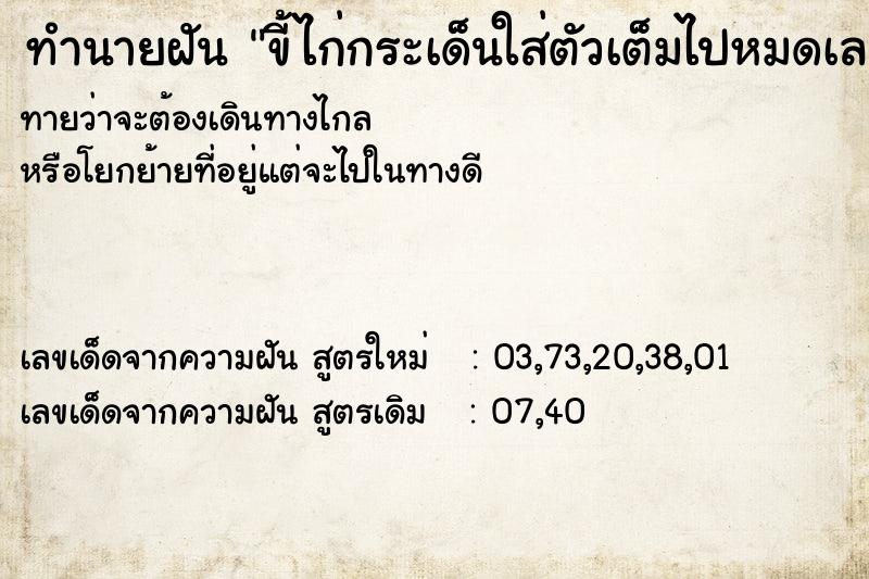 ทำนายฝัน ขี้ไก่กระเด็นใส่ตัวเต็มไปหมดเลย ทำนายฝัน ขี้ไก่กระเด็นใส่ตัวเต็มไปหมดเลย