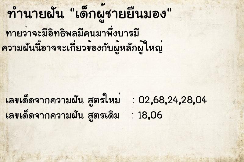 ทำนายฝันเด็กผู้ชายยืนมอง ทำนายฝันทำนายฝันเด็กผู้ชายยืนมอง