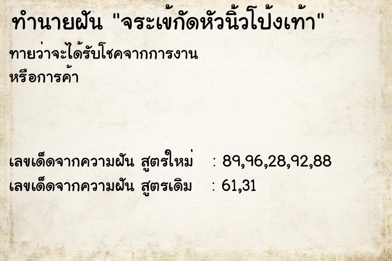 ทำนายฝันจระเข้กัดหัวนิ้วโป้งเท้า ทำนายฝันทำนายฝันจระเข้กัดหัวนิ้วโป้งเท้า