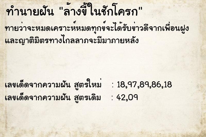ทำนายฝันล้างขี้ในชักโครก ทำนายฝันทำนายฝันล้างขี้ในชักโครก