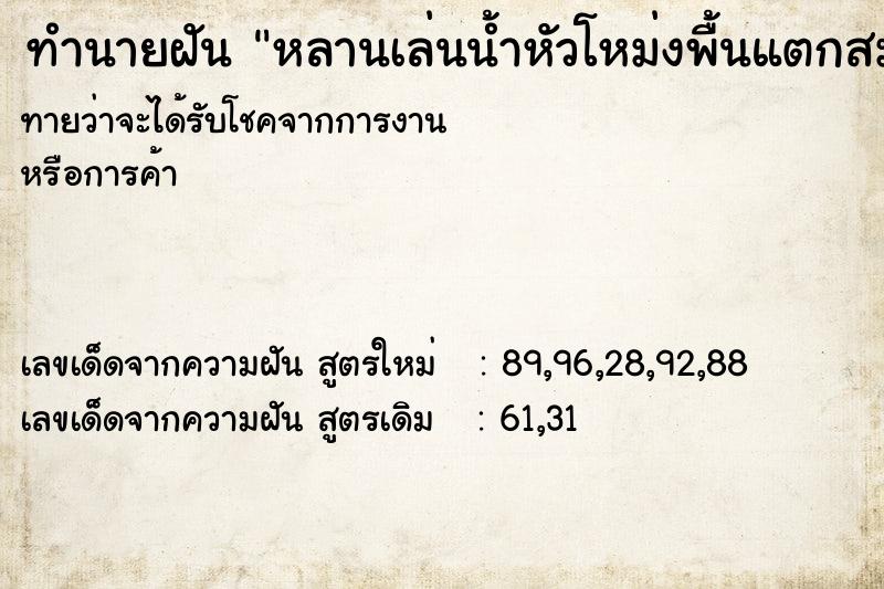 ทำนายฝันทำนายฝันหลานเล่นน้ำหัวโหม่งพื้นแตกสมองไหล