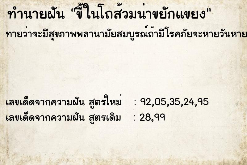 ทำนายฝันขี้ในโถส้วมน่าขยักแขยง ทำนายฝันทำนายฝันขี้ในโถส้วมน่าขยักแขยง