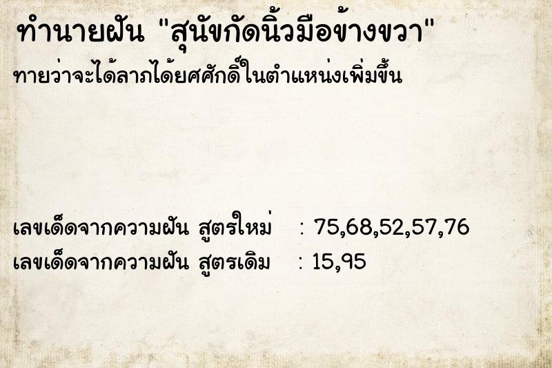 ทำนายฝันทำนายฝันสุนัขกัดนิ้วมือข้างขวา