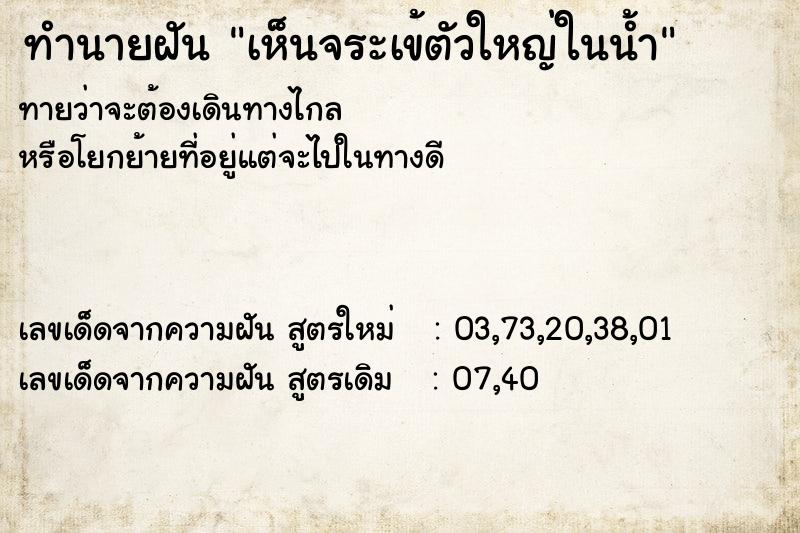 ทำนายฝันเห็นจระเข้ตัวใหญ่ในน้ำ ทำนายฝันทำนายฝันเห็นจระเข้ตัวใหญ่ในน้ำ