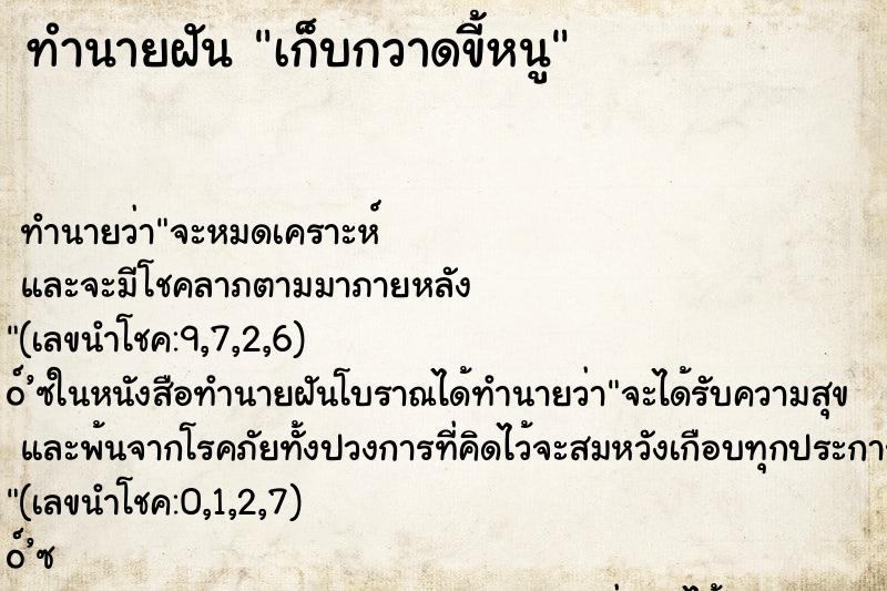 ทำนายฝัน เก็บกวาดขี้หนู