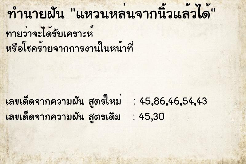 ทำนายฝันทำนายฝันแหวนหล่นจากนิ้วแล้วได้