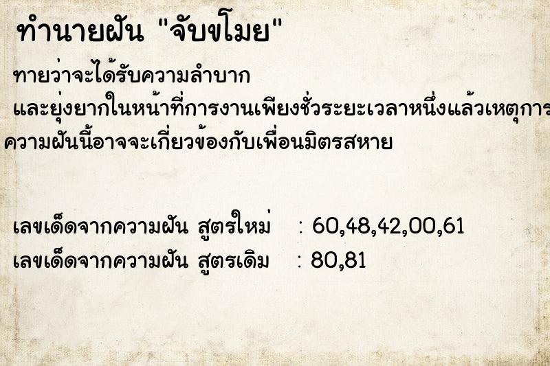 ทำนายฝัน จับขโมย ทำนายฝัน จับขโมย