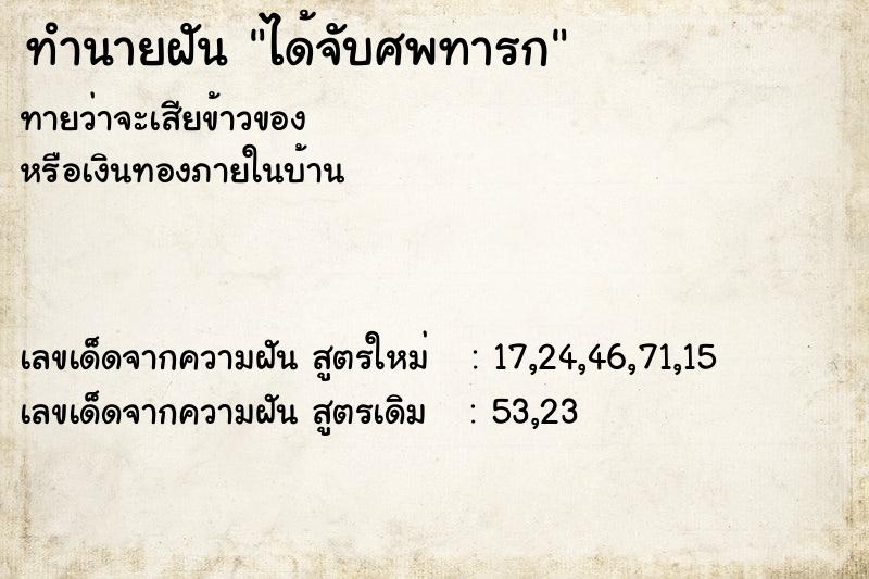 ทำนายฝันได้จับศพทารก ทำนายฝันทำนายฝันได้จับศพทารก