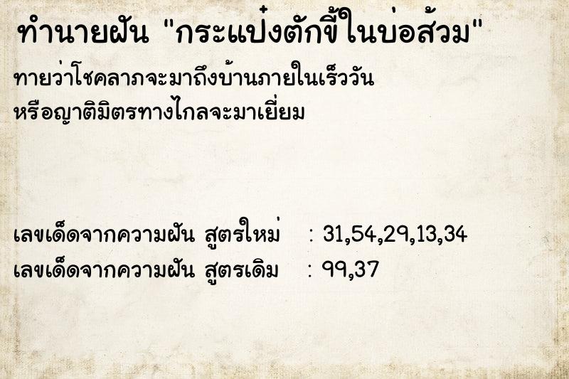 ทำนายฝัน กระแป๋งตักขี้ในบ่อส้วม ทำนายฝัน กระแป๋งตักขี้ในบ่อส้วม