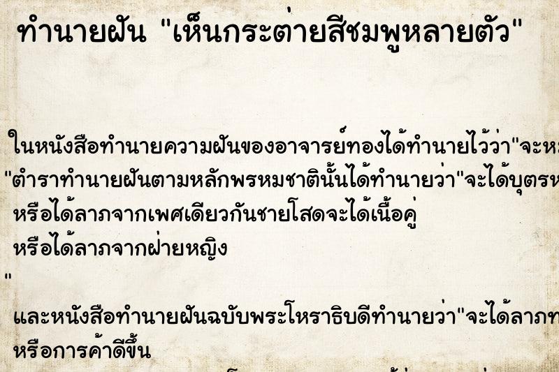 ทำนายฝันทำนายฝันเห็นกระต่ายสีชมพูหลายตัว