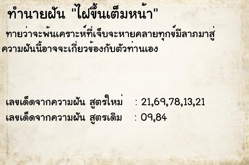 ทำนายฝันไฝขึ้นเต็มหน้า ทำนายฝันทำนายฝันไฝขึ้นเต็มหน้า