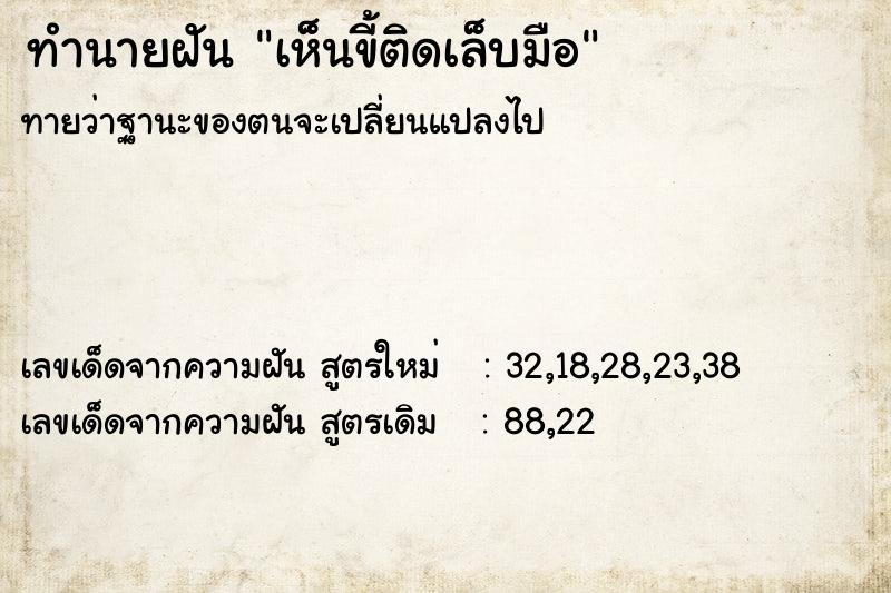 ทำนายฝันทำนายฝันเห็นขี้ติดเล็บมือ