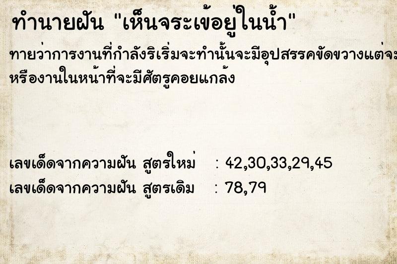 ทำนายฝันเห็นจระเข้อยู่ในน้ำ ทำนายฝันทำนายฝันเห็นจระเข้อยู่ในน้ำ