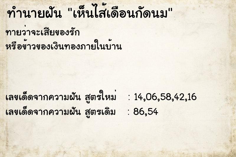 ทำนายฝันทำนายฝันเห็นไส้เดือนกัดนม