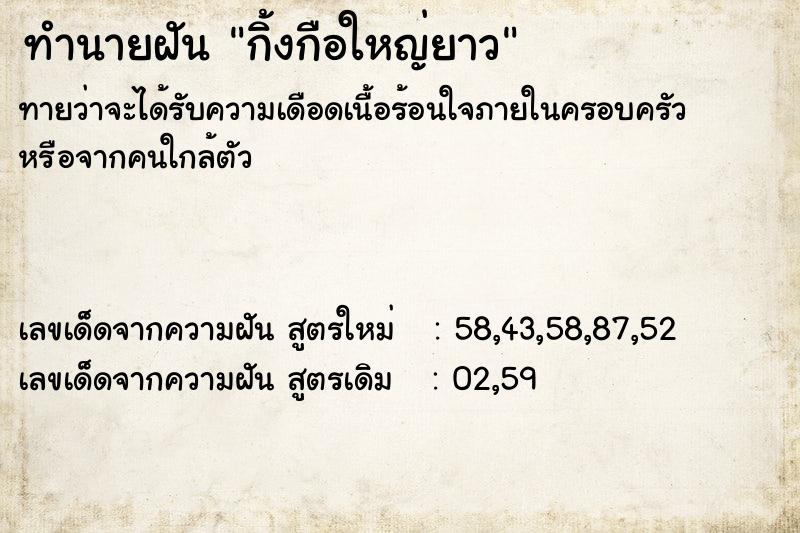 ทำนายฝันทำนายฝันกิ้งกือใหญ่ยาว