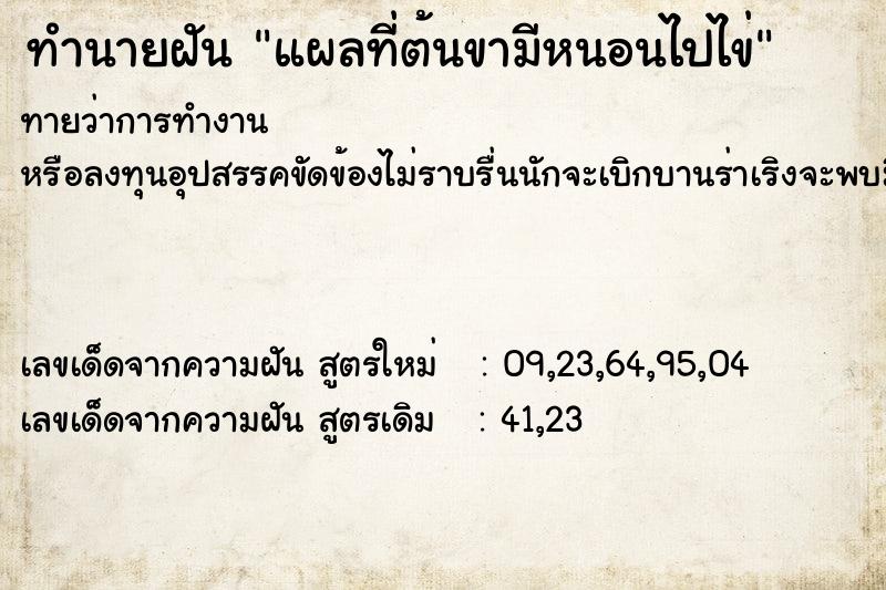ทำนายฝันทำนายฝันแผลที่ต้นขามีหนอนไปไข่