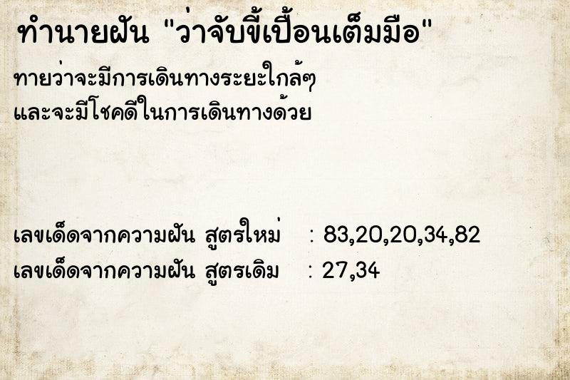 ทำนายฝันว่าจับขี้เปื้อนเต็มมือ ทำนายฝันทำนายฝันว่าจับขี้เปื้อนเต็มมือ