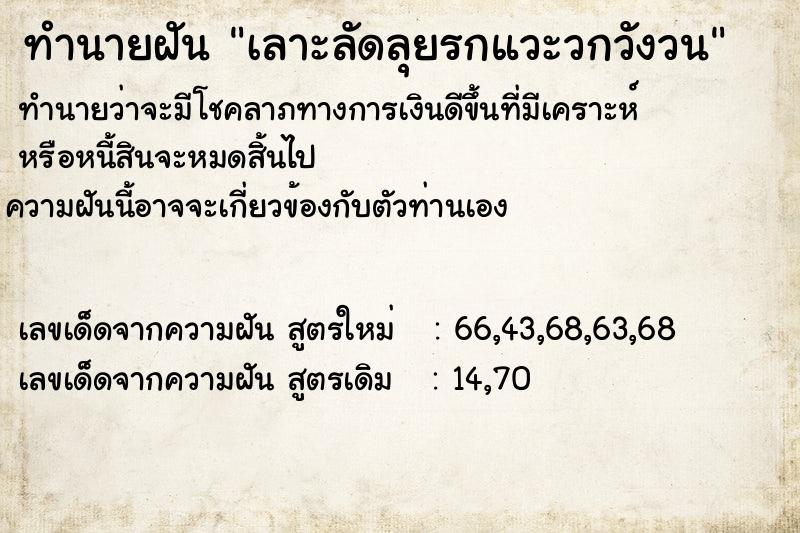 ทำนายฝันเลาะลัดลุยรกแวะวกวังวน ทำนายฝันทำนายฝันเลาะลัดลุยรกแวะวกวังวน