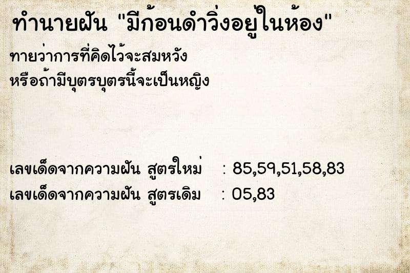 ทำนายฝันมีก้อนดำวิ่งอยู่ในห้อง ทำนายฝันทำนายฝันมีก้อนดำวิ่งอยู่ในห้อง