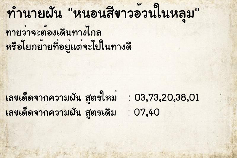 ทำนายฝันหนอนสีขาวอ้วนในหลุม ทำนายฝันทำนายฝันหนอนสีขาวอ้วนในหลุม