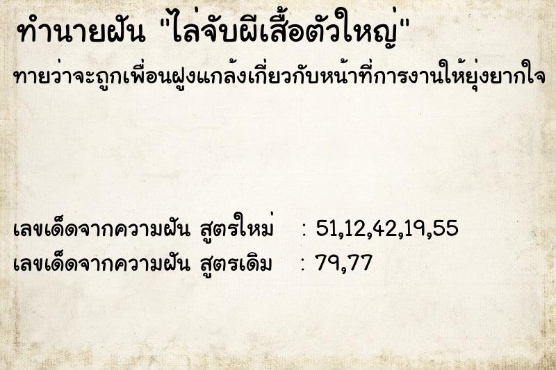 ทำนายฝันทำนายฝันไล่จับผีเสื้อตัวใหญ่