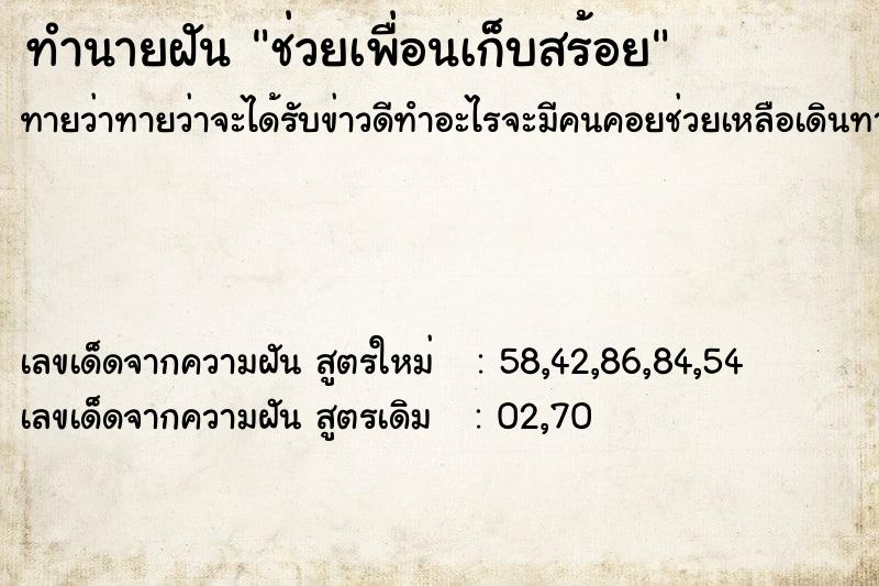 ทำนายฝันทำนายฝันช่วยเพื่อนเก็บสร้อย