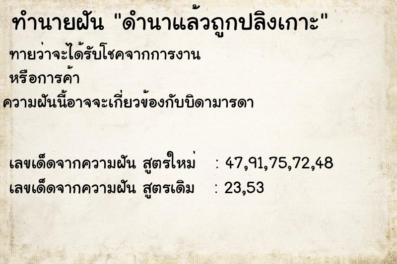ทำนายฝันทำนายฝันดำนาแล้วถูกปลิงเกาะ