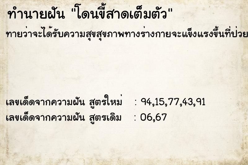 ทำนายฝัน โดนขี้สาดเต็มตัว ตำราโบราณ แม่นที่สุดในโลก