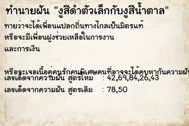 ทำนายฝันงูสีดำตัวเล็กกับงูสีน้ำตาล ทำนายฝันทำนายฝันงูสีดำตัวเล็กกับงูสีน้ำตาล