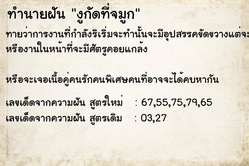 ทำนายฝันทำนายฝันงูกัดที่จมูก