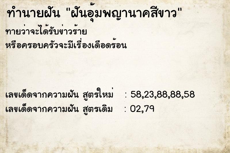 ทำนายฝันทำนายฝันฝันอุ้มพญานาคสีขาว