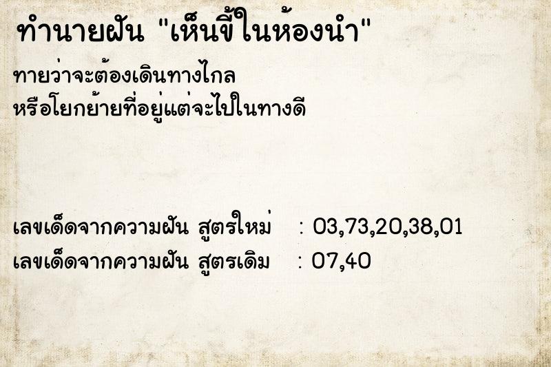 ทำนายฝันทำนายฝันเห็นขี้ในห้องนำ