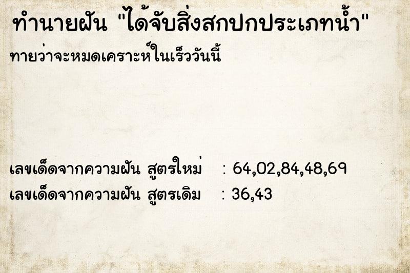 ทำนายฝัน ได้จับสิ่งสกปกประเภทน้ำ
