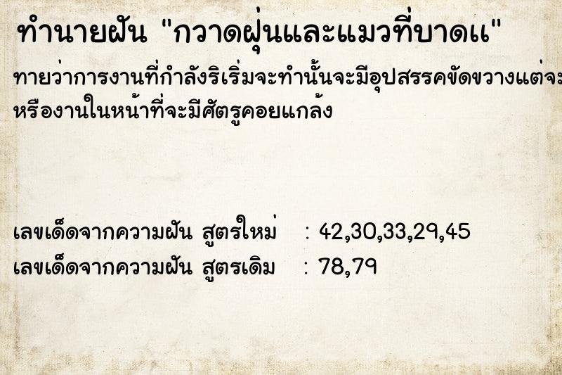 ทำนายฝัน กวาดฝุ่นและแมวที่บาดเà