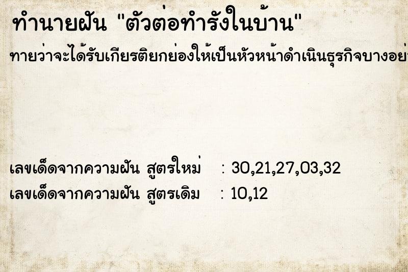 ทำนายฝันตัวต่อทำรังในบ้าน ทำนายฝันทำนายฝันตัวต่อทำรังในบ้าน