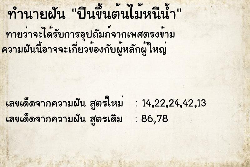 ทำนายฝันทำนายฝันปีนขึ้นต้นไม้หนีน้ำ