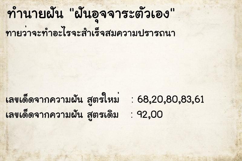 ทำนายฝันฝันอุจจาระตัวเอง ทำนายฝันทำนายฝันฝันอุจจาระตัวเอง