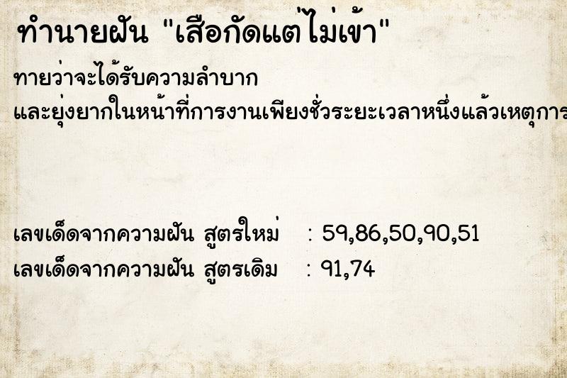 ทำนายฝันเสือกัดแต่ไม่เข้า ทำนายฝันทำนายฝันเสือกัดแต่ไม่เข้า