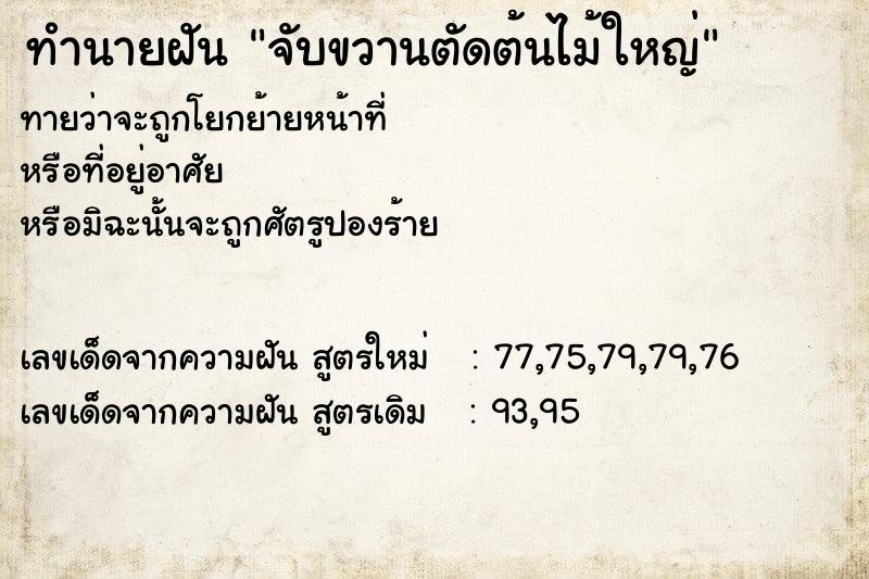 ทำนายฝันจับขวานตัดต้นไม้ใหญ่ ทำนายฝันทำนายฝันจับขวานตัดต้นไม้ใหญ่