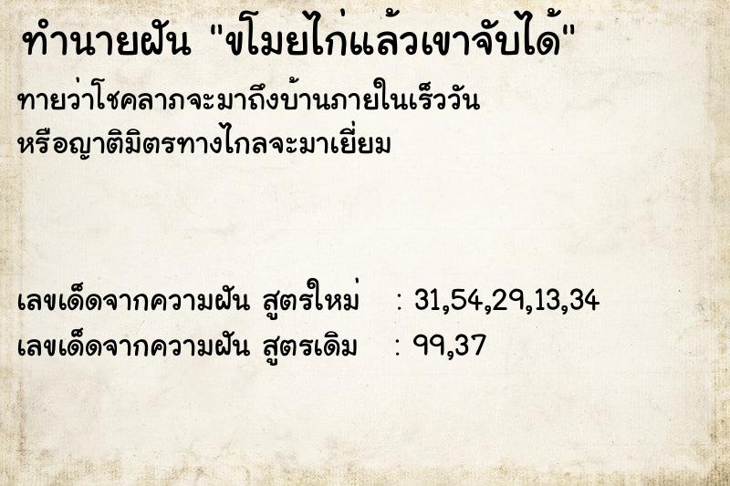 ทำนายฝัน ขโมยไก่แล้วเขาจับได้ ทำนายฝัน ขโมยไก่แล้วเขาจับได้