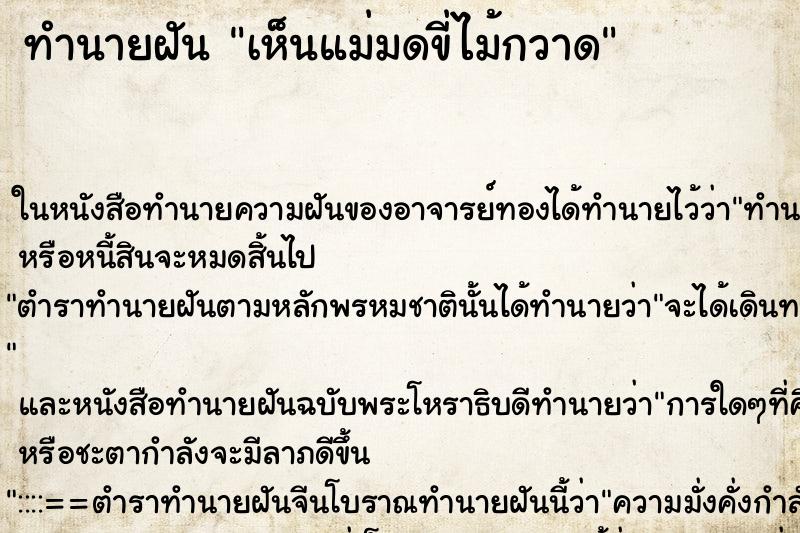 ทำนายฝัน เห็นแม่มดขี่ไม้กวาด ทำนายฝัน เห็นแม่มดขี่ไม้กวาด