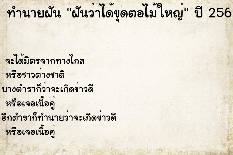 ทำนายฝันทำนายฝันฝันว่าได้ขุดตอไม้ใหญ่