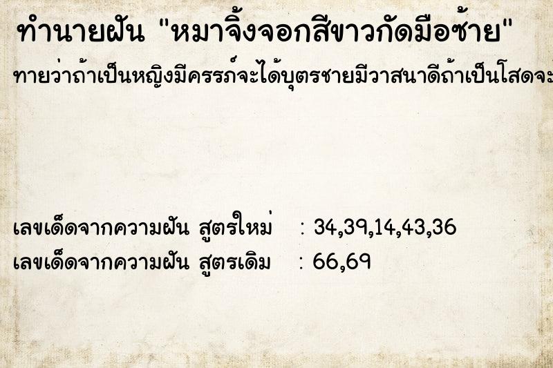 ทำนายฝัน หมาจิ้งจอกสีขาวกัดมือซ้าย