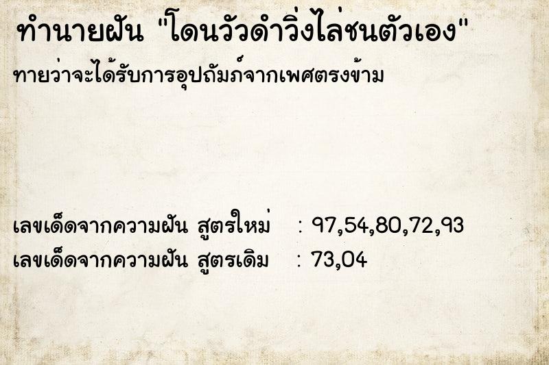ทำนายฝัน โดนวัวดำวิ่งไล่ชนตัวเอง