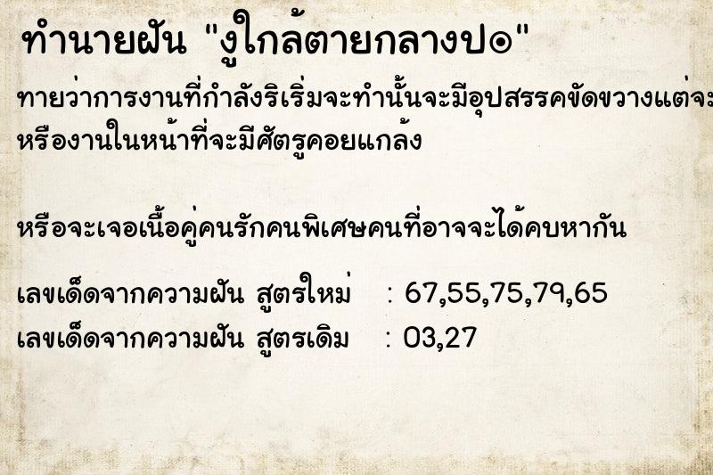 ทำนายฝันงูใกล้ตายกลางปï ทำนายฝันทำนายฝันงูใกล้ตายกลางปï