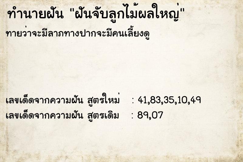 ทำนายฝัน ฝันจับลูกไม้ผลใหญ่ ทำนายฝัน ฝันจับลูกไม้ผลใหญ่