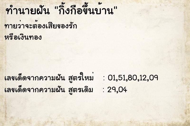 ทำนายฝันทำนายฝันกิ้งกือขึ้นบ้าน