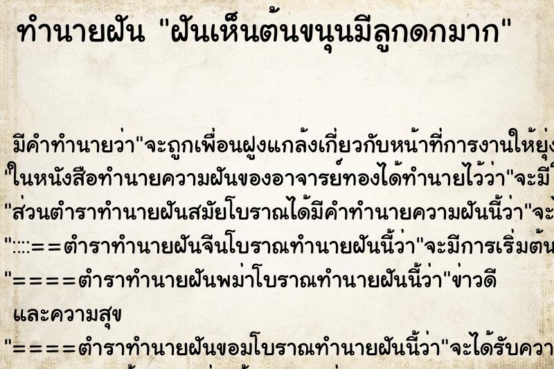 ทำนายฝัน ฝันเห็นต้นขนุนมีลูกดกมาก ทำนายฝัน ฝันเห็นต้นขนุนมีลูกดกมาก